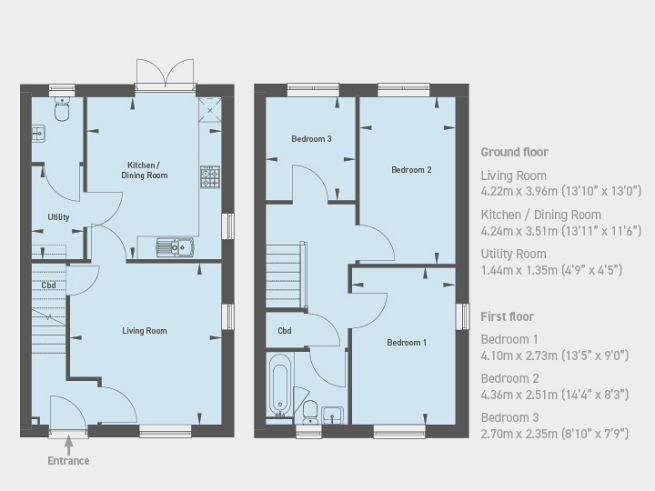 Floor plan 3 bedroom house - artist's impression subject to change